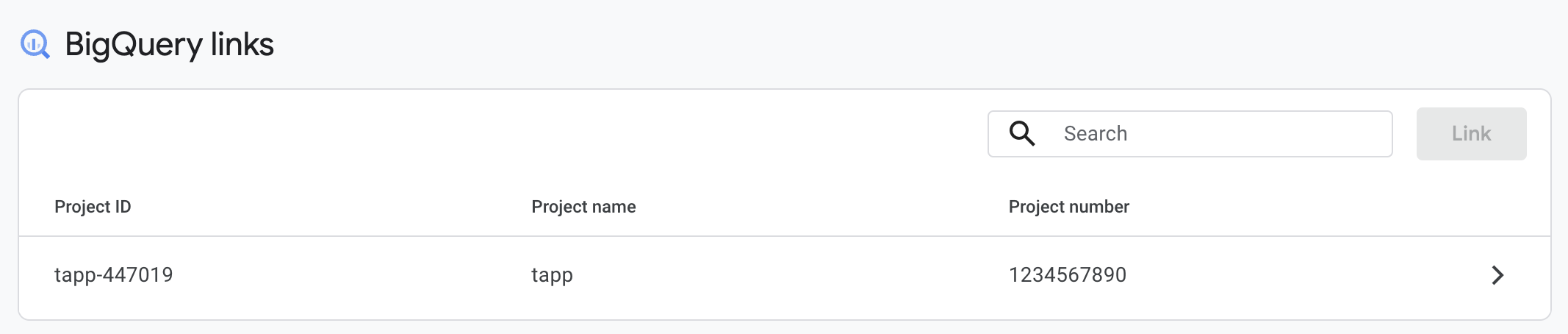 Google Cloud project ID in project selector