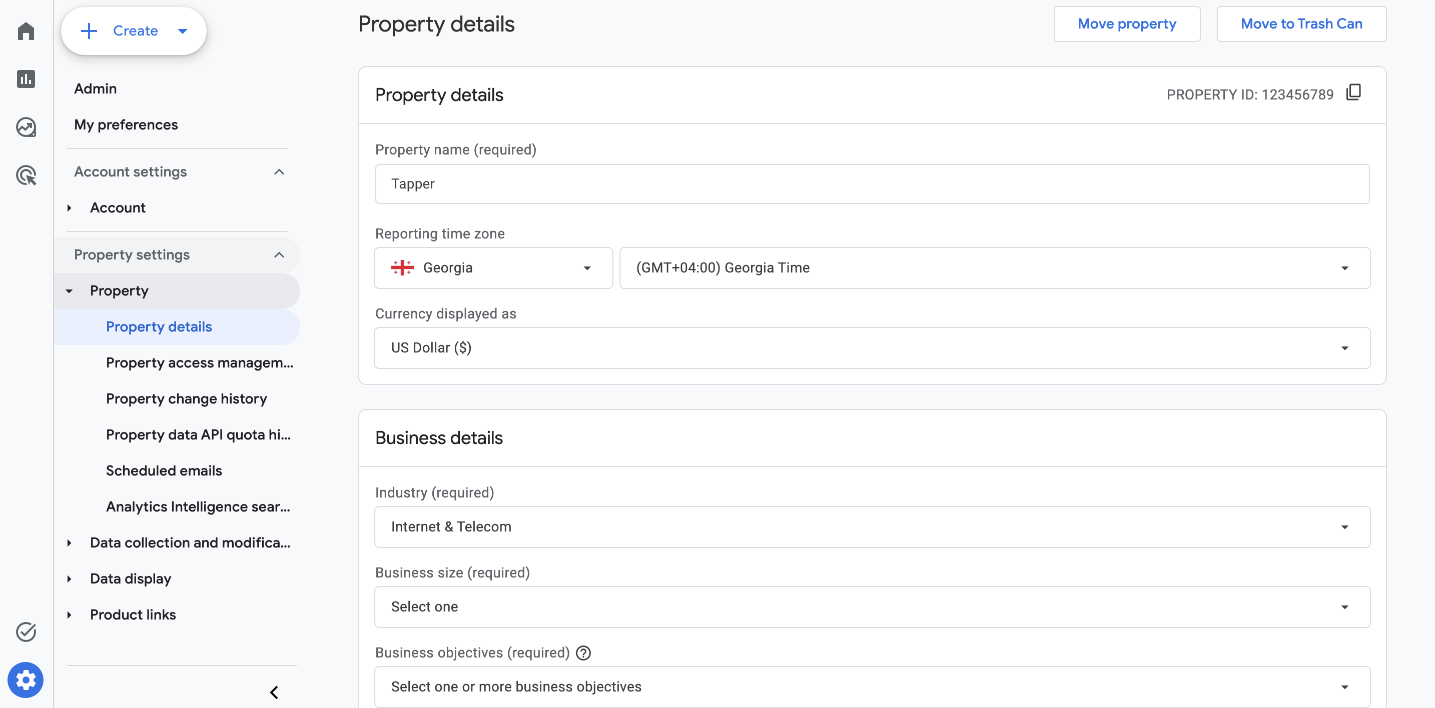 GA4 Property Settings