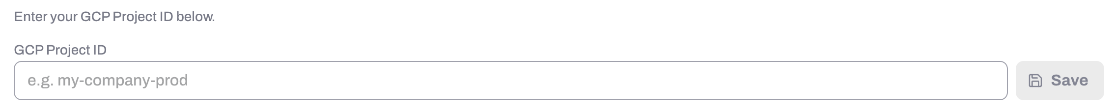 Tapper GCP Project ID input